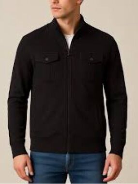 MICHAEL Michael Kors Black Full-Zip Knit Sweater Jacket
